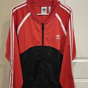 Adidas Originals Red and Black Zip-Up Track Jacket